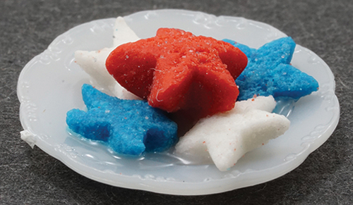 Dollhouse Miniature Red, White and Blue Cookies On Plate